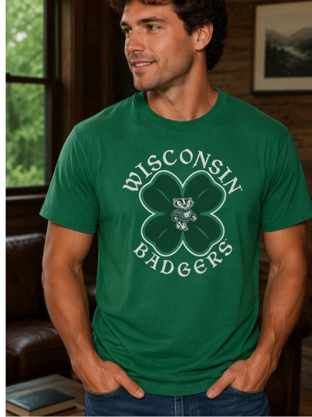 Wisconsin Badgers Green St Patrick’s Day Graphic Tee